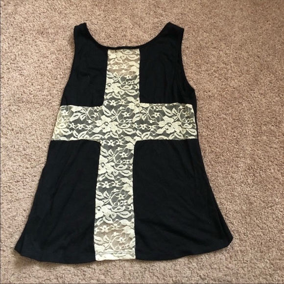 Lace cross back tank - Picture 1 of 4